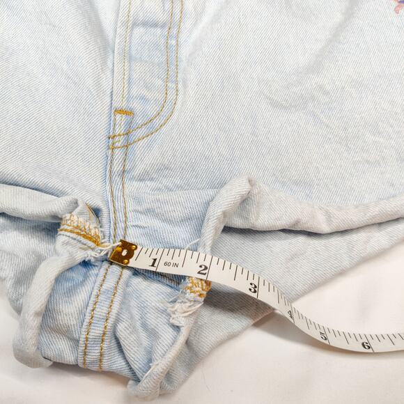 Levi's 501 Floral Embroidered High Rise Button Fly Light Blue Shorts 33 Festival - Picture 13 of 13